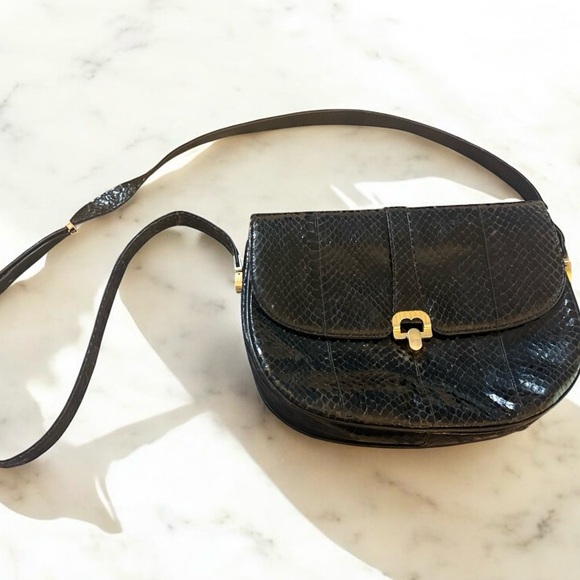 Vintage | Bags | 96s Italian Vintage Linea Devit Milano Black Snakeskin ...